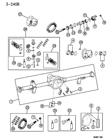 1994 Jeep Wrangler Housing & Differential, Rear Axle Diagram 3