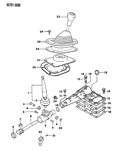 1992 Dodge Stealth Control, Shift - Transfer Case Diagram