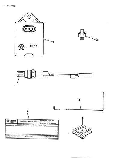 1984 Dodge Charger Oxygen Sensor, Charge Temp. Switch EGR Control & Authorization Label Diagram