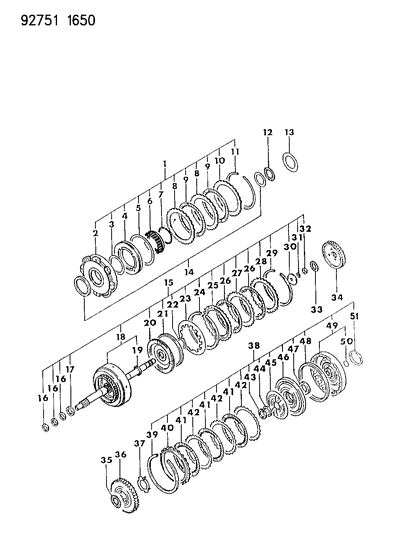 1993 Dodge Colt Clutch, Front, Rear And End Diagram 1