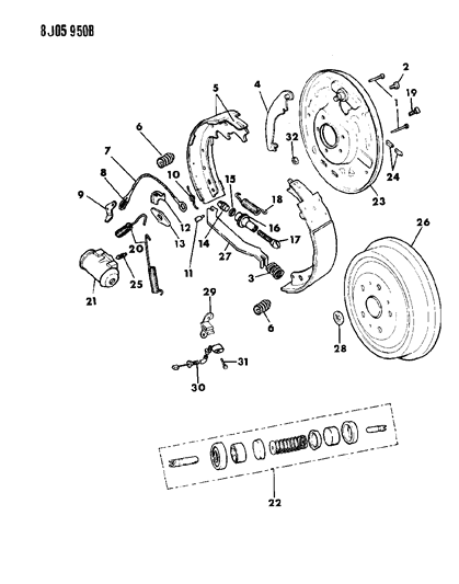 1990 Jeep Cherokee Wheel Cylinder-Wheel Diagram for 4313056