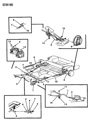 1992 Chrysler New Yorker Cable Parking Brake Rear Diagram for 4423129