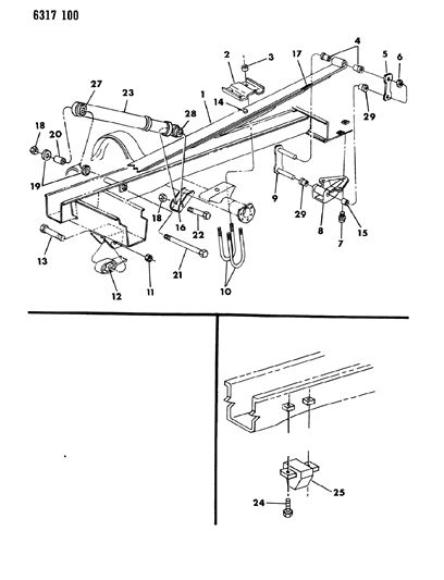 1986 Dodge Ram Van Suspension - Rear Leaf With Shock Absorber Diagram 1