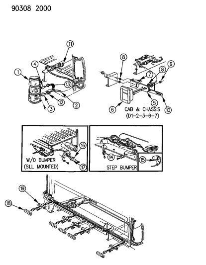 1990 Dodge D150 Lamps & Wiring (Rear End) Diagram