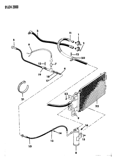 1991 Jeep Grand Wagoneer Receiver/Drier, Condenser & Hoses Diagram