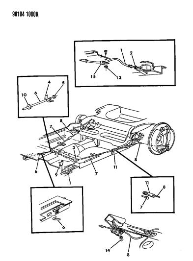 1990 Chrysler LeBaron Sedan Cable, Parking Brake Diagram
