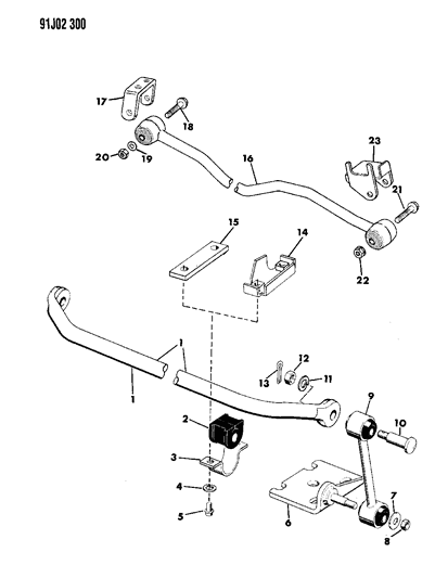 1991 Jeep Grand Wagoneer Bar, Front Stabilizer Diagram