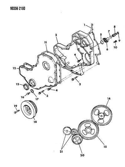 1990 Dodge W150 Timing Gear & Case Diagram