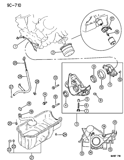 1995 Chrysler Town & Country Gauge - Engine Oil Level Diagram for MD314136