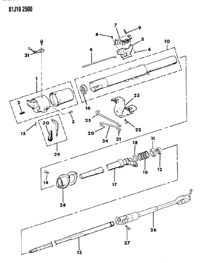 1986 Jeep Comanche Housing - Steering Column Lower Diagram 2