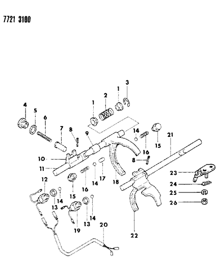 1988 Dodge Raider Control, Shift Transfer Case Diagram