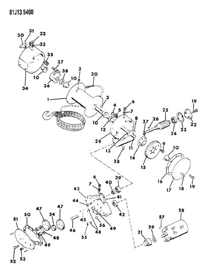 1986 Jeep Grand Wagoneer Winch, Motor And Drum Diagram