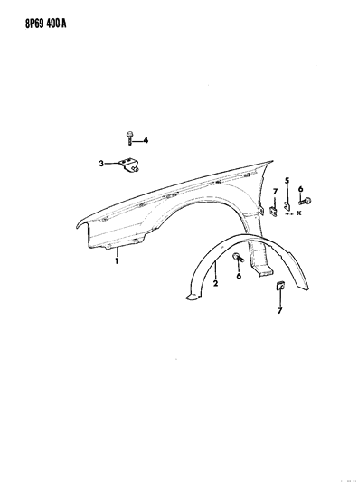 1990 Dodge Monaco Fenders - Front Outer Diagram