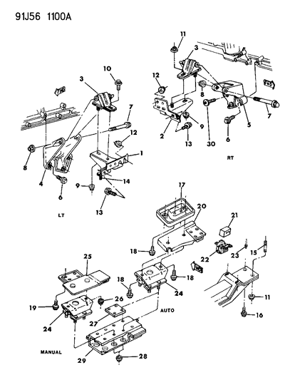 1992 Jeep Cherokee Cushion-Engine Mount Diagram for 52020018