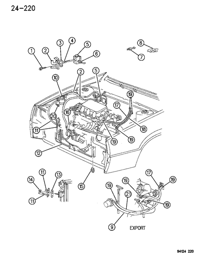 1994 Chrysler LeBaron Plumbing - A/C & Heater Diagram 3