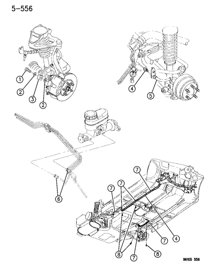 1996 Dodge Stratus Lines & Hoses, Brake Diagram 1