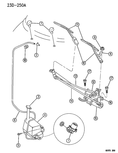 1995 Chrysler Cirrus Windshield Wiper & Washer System Diagram