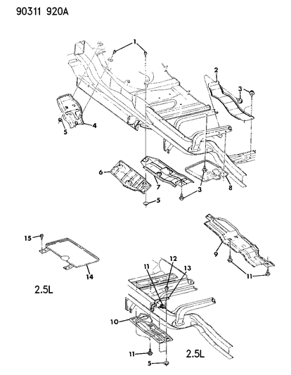 1992 Dodge Dakota Heat Shields - Exhaust Diagram