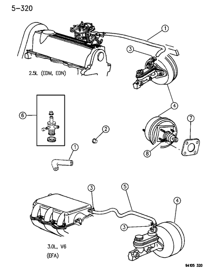 1994 Chrysler LeBaron Sedan Booster, Power Brake Diagram