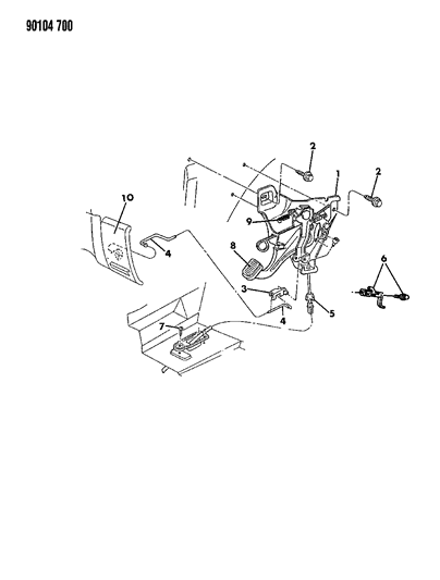 1990 Dodge Dynasty Lever - Parking Brake Diagram