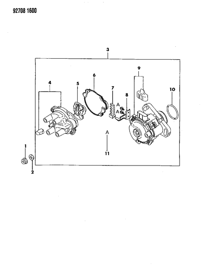 1992 Dodge Colt Distributor Cap Gasket Diagram for MD618557