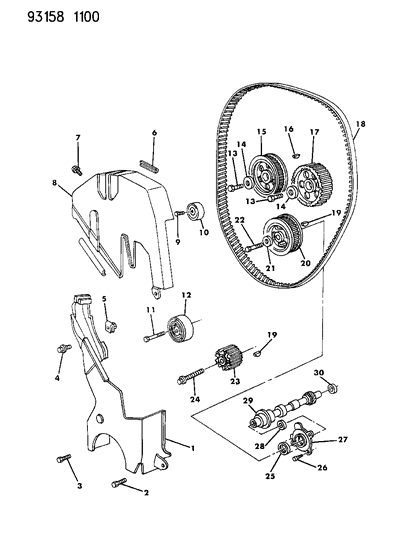 1993 Dodge Daytona Timing Belt & Cover & Intermediate Shaft Diagram