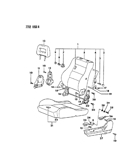 1988 Chrysler Conquest Front Seat - High Back Bucket Diagram 1