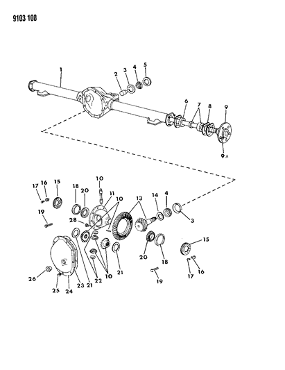1989 Chrysler Fifth Avenue Axle, Rear, With Differential And Carrier Diagram 1