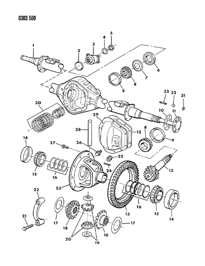 1989 Dodge Ram Van Axle, Rear Diagram 2