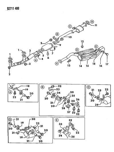 1992 Dodge Stealth Exhaust System Diagram 2