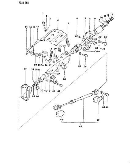 1987 Dodge Raider NONPART-8X30 Steering Column Diagram for MB192250