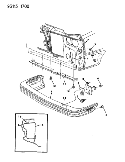 1993 Chrysler New Yorker Package, Front License Plate Attaching Diagram for 4515566