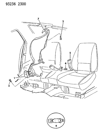 1993 Dodge Daytona Belt - Front Seat Diagram