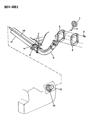 1993 Dodge D150 Fuel Tank Filler Tube Diagram 1