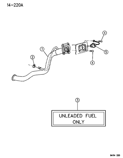 1994 Chrysler Town & Country Fuel Tank Filler Tube Diagram