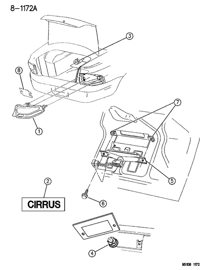 1995 Chrysler Cirrus Lamps - Rear Diagram