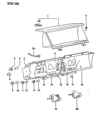 1992 Dodge Colt Cluster, Instrument Panel Diagram 2