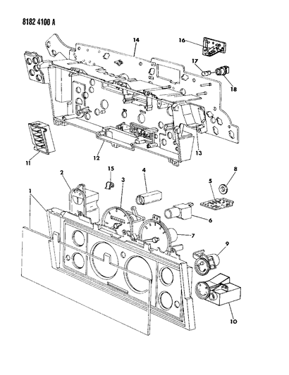 1988 Dodge Grand Caravan Instrument Panel - Cluster Diagram