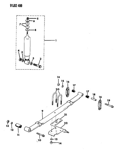 1993 Jeep Wrangler Cover-Shock ABSORBER Diagram for J3165076