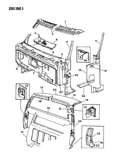 1989 Dodge Ramcharger Panel, Rear Outer Diagram for 4212194