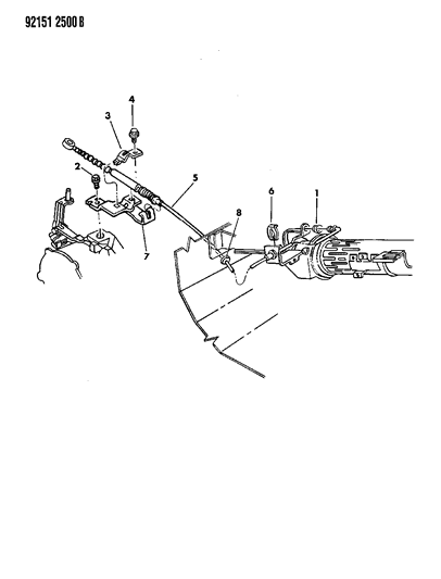 1992 Dodge Spirit Controls, Gearshift, Column Shaft Diagram