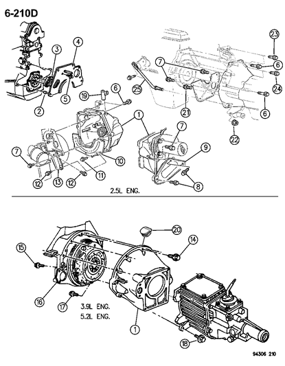 1996 Dodge Dakota Housing & Pan, Clutch Diagram