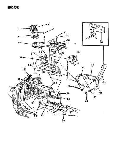 1989 Chrysler LeBaron Console Diagram