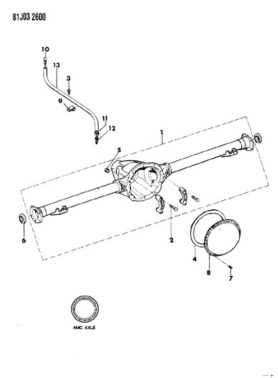 1985 Jeep Grand Wagoneer Axle Housing, Rear Diagram 1