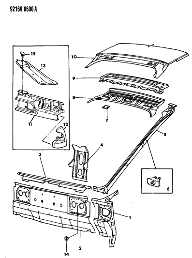 1992 Dodge Daytona Liftgate Opening Panel Diagram