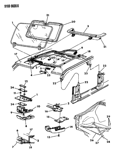 1989 Chrysler LeBaron GTC Sunroof Diagram