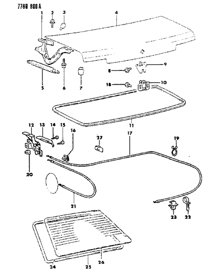 1988 Dodge Colt Deck Lid & Release Diagram