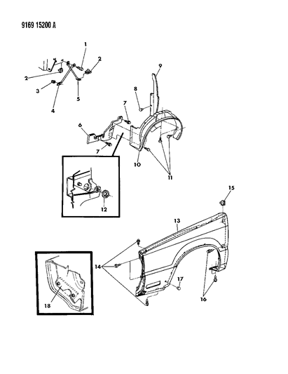 1989 Chrysler New Yorker Fender & Shield Diagram