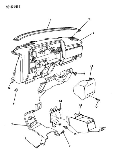 1992 Dodge Dynasty Instrument Panel Panel & Pad Diagram