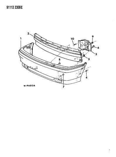 1991 Dodge Caravan Front, Bumper & Fascia Diagram